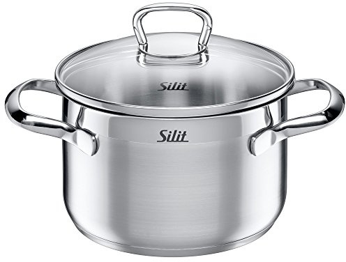 WMF Silit Marino Kochtopf klein 16cm, Glasdeckel, Fleischtopf Induktion 1,9l, Edelstahl poliert, unbeschichtet, backofengeeignet