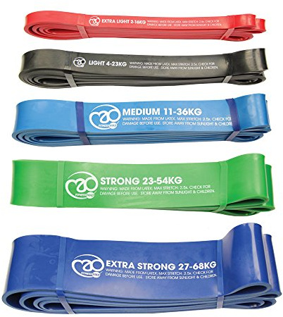 Fitness Mad Power Resistance Loop, Workout Band, Singles & Set of 3 Resistance Bands, Heavy Duty Exercise Loops for Home Workouts, Light to Strong (Medium)