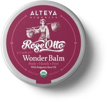 Alteya Bio Wunderbalsam Rose 90gr- USDA Organic-zertifiziert Rein Natürlich - Hautpflege für Körper, Hände und Füße auf der Basis von ätherischem Rosenöl (Damaszener Rose) in therapeutischer Qualität