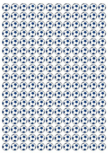 204 Aufkleber, Fußball, Sticker, 15 mm, weiß/blau, aus PVC, Folie, bedruckt, selbstklebend, EM, WM, Bundesliga