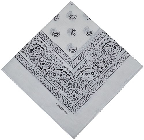 Bandana Halstuch Biker 1er 3er 6er 12er Pack Nikki Tuch Schal Paisley Kopftuch 100% Baumwolle 25 Farben (1er, Weiß)