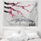 ABAKUHAUS japanisch Wandteppich, Fujiyama Kirschblüten aus Weiches Mikrofaser Stoff Waschbar ohne Verblassen Digitaldruck, 150 x 110 cm, Grau Schwarz und Rosa