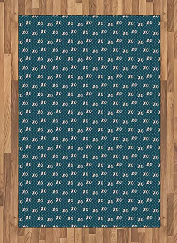 ABAKUHAUS Abstrakt Teppich, Eine gestrichelte Regen Hintergrund, Deko-Teppich Digitaldruck, Färben mit langfristigen Halt, 120 x 180 cm, Petrol Blau Dunkel Teal und Rose