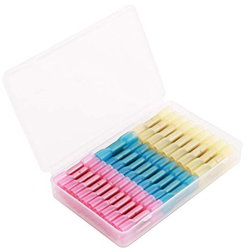 GTIWUNG 70 Stück 10-22 AWG Schrumpfverbinder, Wasserdichte Quetschverbinder Kabelverbinder Set, Stoßverbinder, Lötverbinder Set Sortiment 3 Verschiedene Größen (40 x Red, 20 x Blue, 10 x Yellow)
