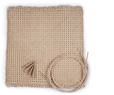 rattan-petrak Geflechtstuhl-Reparatur-Set mit Wiener Geflecht 50x45 cm inkl. Splintpeddig und Holzkeilen zur Reparatur und Aufarbeitung von Geflechtstühlen
