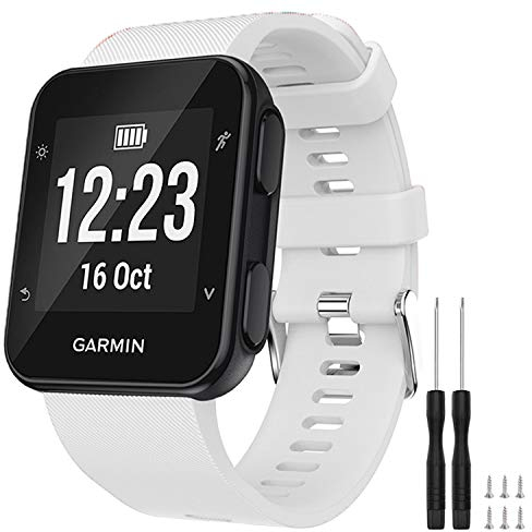 TopPerfekt Armband kompatibel mit Garmin Forerunner 35, weiches Silikon Ersatz-Uhrenarmband für Garmin Forerunner 35 Smart Watch, passend für 130-230 mm Handgelenk (Weiß)