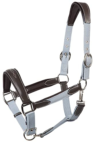 PFIFF 102810 Halfter 'Caline' mit Lederapplikation, hellblau-braun Pony