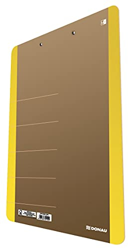 DONAU LIFE 2710001FSC-11 Klemmbrett/ Schreibbrett/ Clipboard/ Klemmbrettmappe A4 Hart-Karton/Pappe mit Metallclip/ Starke Klemme mit abgerundeten Ecken| Farbe - Gelb/ ideal für Büro Schule und Zuhause