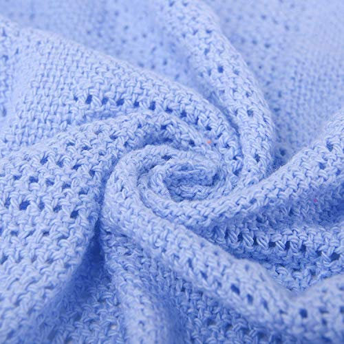 Family Bedding Manta Celular de Algodón Azul - Cama Individual | Manta Térmica Ligera Reversible | Suave Diseño Tradicional (180 x 230 cm)