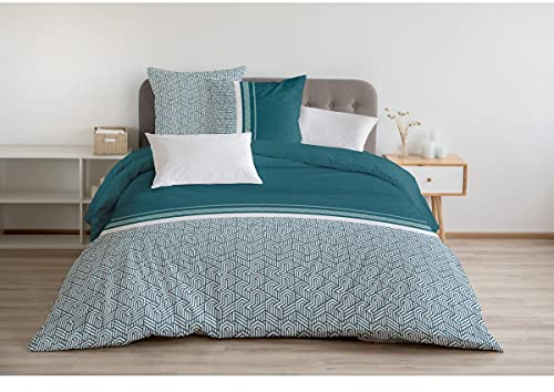 Home Linge Passion Bettwäsche-Set, 3-teilig, 220 x 240 cm, 100% Baumwolle, 57 Fäden, Tilt Tanne, Celadon (HP-62558)