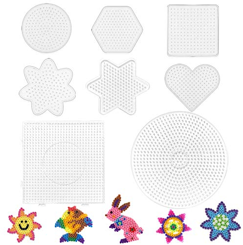 8 Stücke Bügelperlen Steckplatte,Groß Bügelperlen Vorlagen,Transparente Stiftplatte,Bügelperlen Schablonen,DIY Transparente Form Puzzle-Vorlage für 5 mm steckplatten