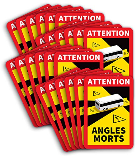24 Stück Attention Angles Morts Magnetschilder 25 x 17 cm Magnet für Bus und Wohnwagen Warntafel Hinweiszeichen Schild Frankreich mit UV Schutz