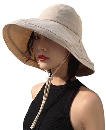 DRIONO Sombrero de ala ancha – Protección UPF50+ Sombrero de sol para playa con ala plegable ajustable semirrígida, Trigo, M-L