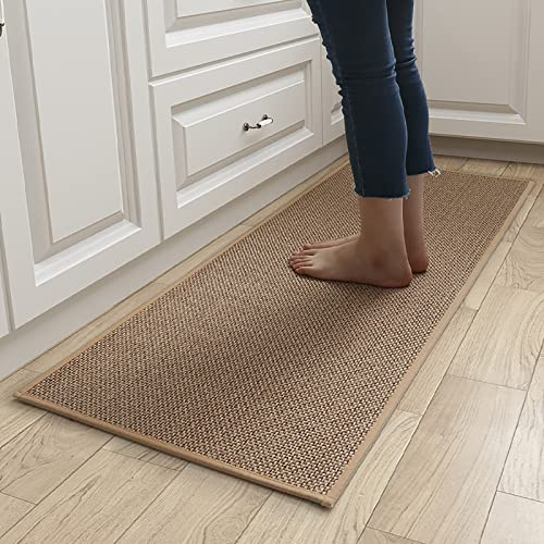 Küchenteppich Waschbar Rutschfest, Teppich Läufer Flur Küche Rutschfest, Flachs Jute Küchenfußmatten für Vor Dem Waschbecken Küchenteppiche Wohnzimmer und - Gummisohle Matten Rutschfeste