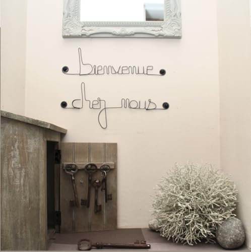 Bienvenue chez nous - décoration murale artisanale en fil de fer