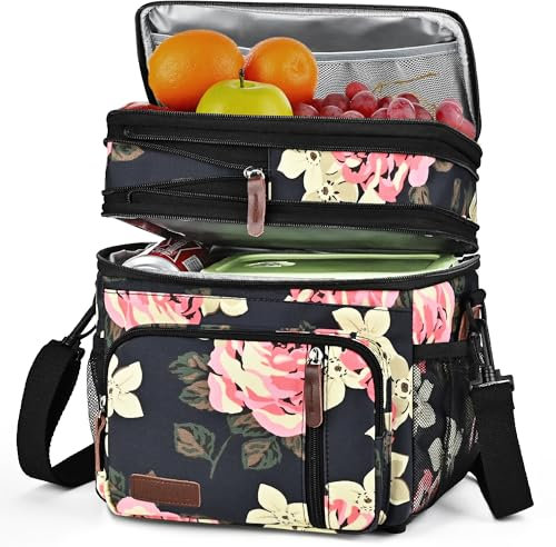MIYCOO Kühltasche Lunchtasche für Männer und Frauen - Doppeldecker Lunchtasche, Mittagessen Tasche - Auslaufsichere Picknicktasche für Erwachsene für Campen, Picknick, Grillfest, Büro