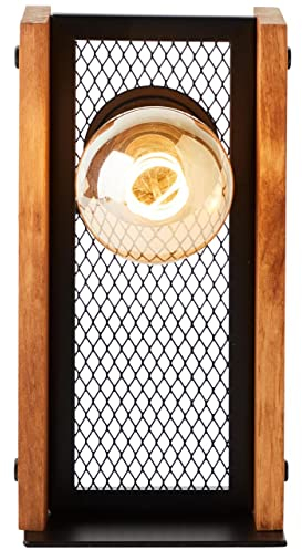 BRILLIANT Lampe, Calandra Tischleuchte schwarz/holzfarbend, 1x A60, E27, 42W, Holz aus nachhaltiger Waldwirtschaft (FSC)