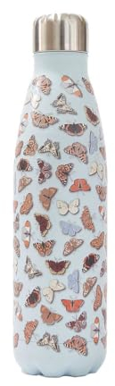 ECO CHIC Reusable Thermal Bottle | Stainless Steel Insulated Travel Bottle with Leakproof Lid | Eco-Friendly and Reusable for Hot & Cold Drinks (Wild Butterflies Blue)
