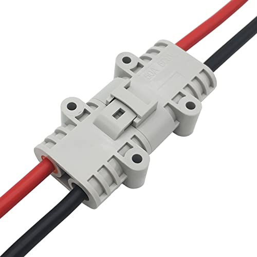 CESFONJER 1 Set Connettore Batteria 50A 600V, Impermeabile Connettore Batteria a Connessione Rapida per condizionatore d'aria, camper, roulotte, barche, con cavo elettrico 8AWG