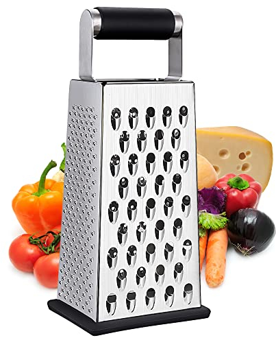 Kaishun Cheese Grater, Box Grater for Cheese Stainless steel Vegetable Slicer Food Shredder 4-sided Convenience Gadgets for kitchen