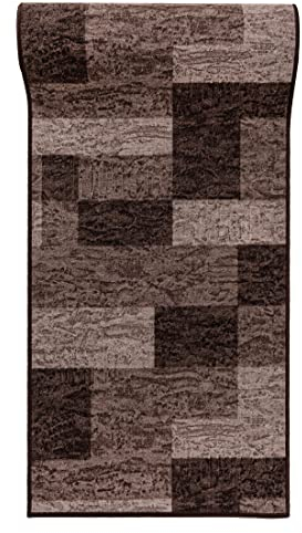 Mazovia rutschfest Teppich Läufer Flur - Modern Geometrische Muster Teppichläufer - Kurzflor Flurläufer für Vorzimmer, Schlafzimmer, Küche - ÖKO-TEX Zertifiziert - Meterware Braun - 80 x 125 cm
