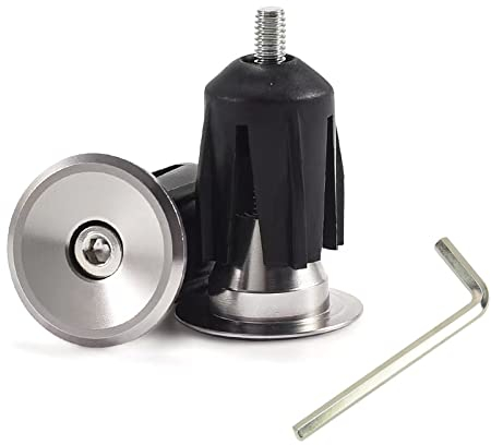 SHULLIN 2 Stück Lenkerendkappen Aluminium Lenker Endkappen Fahrrad Lenkerstopfen Endstopfen Fahrradgriffe Stecker Bar End Plugs Fahrradlenker-Endstopfen mit Inbusschlüssel für Fahrrad(Silber)