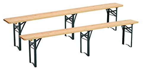The Fellie Folding Wooden Bench Patio Trestle Beer Seat 2PC Outdoor for Holiday Party, Garden, Camping, Picnic 217 x 24.5 x 46 cm
