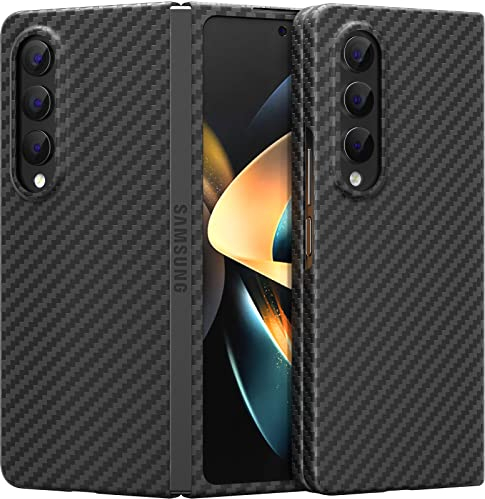 memumi Custodia Carbonio per Galaxy Z Fold 4, Super Sottile in 100% Vera Fibra Aramidica da 0.5mm Protezione Anticaduta di Grado Militare
