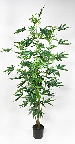 Seidenblumen Roß Hanfpflanze/Cannabispflanze 165cm GA künstlicher Baum Kunstbaum Kunstpflanzen Hanf Cannabis Weed