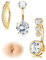 JeryWe 2-3Pcs 14G Piercing Nombril Anneau pour Femmes 316L Acier Chirurgical Percing au Nombril CZ Opal Piercing Ventre Anneaux de Nombril à Courbe Inversée Bijoux de Piercing(Style4-Or)