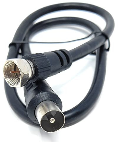 DRUT 50cm short RF TV Aerial Male to F Type Connector Male Plug Coaxial Coax Cable, Lead, 75 Ohm, 3C-2V 1.6ft Black Nickel Conectors