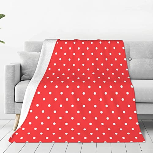 BEULSI Rot und Weiß gepunktete Überwurfdecke, warm, ultraweich, Mikrofleece-Decke für Bett, Couch, Wohnzimmer, Schlafzimmerdecke