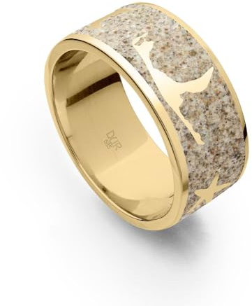 DUR Schmuck: Strandring Sylt mit Strandsand, 925er Sterlingsilber, gelbgold vergoldet, R4792 1 Größe 52 (16.6)