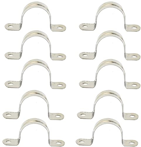 MACHSWON 10 Stück starre Rohrbandschelle 22 mm 304 Edelstahl Rohrschellen Zwei Loch Rohrband Spannclips U-Rohrklemme Sattelschellen Ring Schlauchschelle