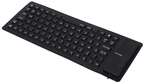 KIMISS Tastiera Arrotolabile Tastiera Flessibile Wireless Tastiera in Silicone in Silicone Design Completamente Sigillato Tastiera in Silicone Cablata USB Leggera Portatile Silenziosa (Nero)