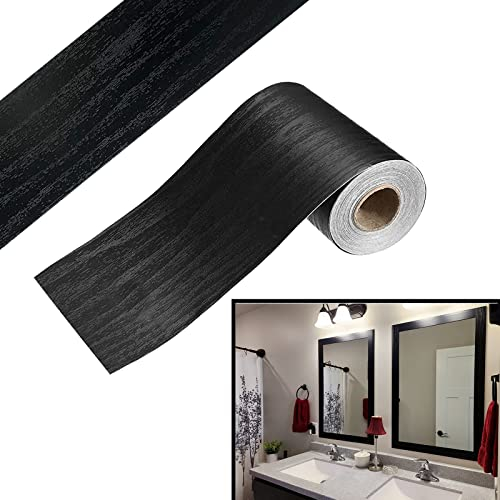 Simplemiuji Adhesivo decorativo de PVC de grano de madera negro 3D de 10 m, para decoración de paredes, cocina, baño, dormitorio, azulejos, 4 x 32.8 pies