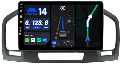 BXLIYER - 6G+128G - Android 14 IPS Autoradio Passt für Opel Holden Insignia (20082014) - Kabellos CarPlay/Android Auto/DSP - LED Kamera & MIC - 9 Zoll 2 Din - DAB Lenkradsteuerung Fast-boot 360-Kamera