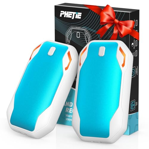 Chauffe Mains Rechargeable, Chaufferette Main Reutilisable USB, 3 Niveaux de Température, 2 en 1 Electrique Chauffage Double Face Bon pour Randonnée, Cadeaux de Noël d'hiver(Bleu_Blanc)