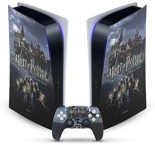 Head Case Designs Offizielle Harry Potter Schloss Grafiken Vinyl Frontplatte Haut Gaming Aufkleber Abziehbild kompatibel mit Sony Playstation 5 PS5 Digital Edition Console and DualSense Controller