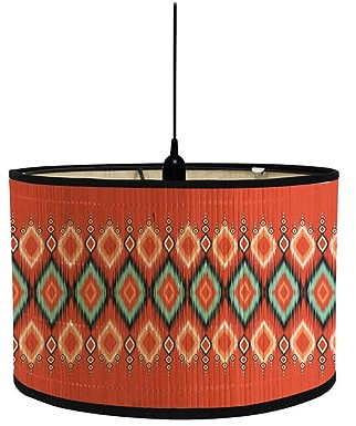 FANSU Lampenschirm fuir Tischlampe, Ethnischer Stil Lampenschirm Hängelampe Lampenabdeckung für Stehlampe Tischlampe Deckenleuchte Wohnzimmer Moderner Deko (Orange,30x30x20cm)