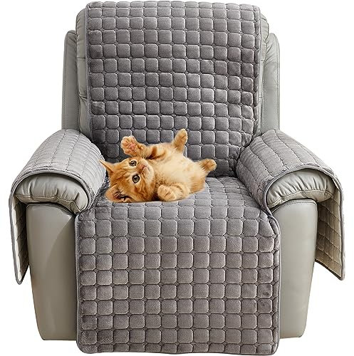 NNSMUN Couvre-Fauteuil 1/2/3 Places Canapé Appuie-tête pour Maison Salon, Housse de Fauteuil Relax Inclinable Electrique Antidérapant, Lavable Protection De Meubles (Gris,1 SièGe (53 * 190cm))