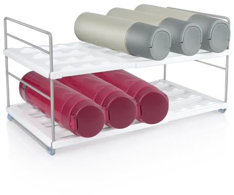 HONZUEN Wasserflaschen Organizer,Ausziehbares Flaschenregal,Wasserflaschenregal Küche,für Kleine Thermosflasche,Metall Wasserflasche,Flaschen Aufbewahrung,für Küchenschrank,Wohnzimmer,Kücheninsel