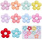 SUNNYCLUE 1 boîte de 10 Styles de Perles en Silicone en Forme de Marguerite de Dessin Animé Mignon - Perles Focales Colorées en Silicone Double Face Rose Jaune Bleu - Perles D'Espacement en Vrac pour