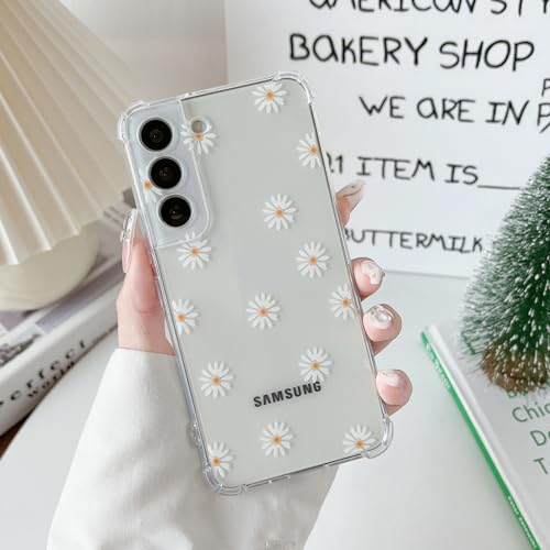 ZTOFERA Hülle für Samsung Galaxy S22, Transparentes Klares Weiches TPU Hülle mit Gänseblümchen Muster, Ultra Dünne Kratzfeste Silikon Gel Schutzhülle für Samsung S22 5G - Gänseblümchen