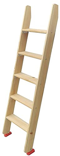 Massivholz-Etagenleiter, Hochbettleiter mit rutschfesten Gummifüßen, 1,25 m, 1,5 m (4 Stufen, 5 Stufen), Kinderzimmer, Schule, Heim, Belastung 90 kg (Größe: 150 cm/4,9 Fuß Länge)