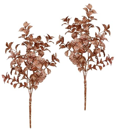 Mini-Ilexzweig mit Glitzer Künstliche Pflanze Blume Busch Ilex Kunstzweig Dekozweig Deko Weihnachtsdeko Gesteck Kränze Kranz Adventskranz Girlande AST Zweig Weihnachten Dekoration, 2er Set