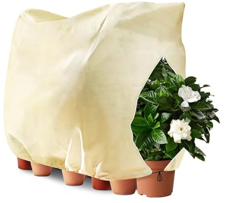 DKINY 120x180cm Voile Hivernage Plante Exterieur Voile d'Hivernage avec Cordon Serrage et Fermeture Éclair Housses de Protection pour Hiver Arbustes Palmiers Oliviers