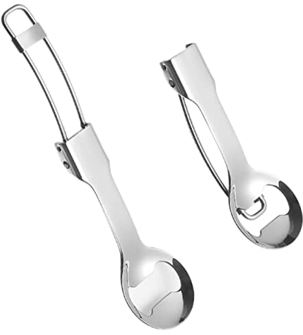 Zerodeko 2pcs Spoon Wine Cork Openers Can Fork and Spoon Wall Decor Metal Beer Opener Drink Spoons Folding Spoon Openerss Dinner Household Child Silverware 304 Stainless Steel