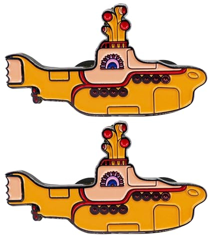 2 Pieces Submarine Brooches, Alloy Badges, Rock Band Brooches, Music Metal Badges, Rock Music Badges, Band Gifts, Suitable for Bags, Clothes, Scarves, Hats (3 * 2.4cm) (Yellow)
