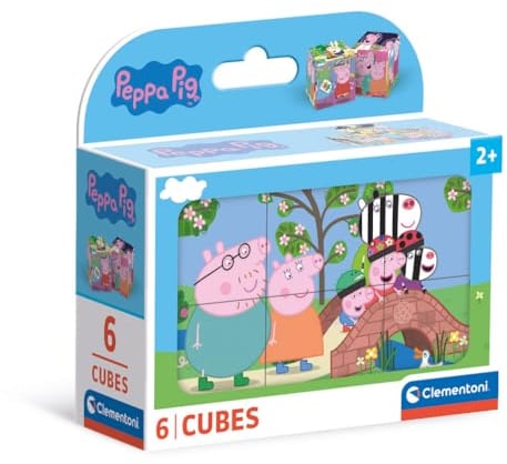 Clementoni Jigsaw Puzzle Peppa Pig 6 Pieces - Cube Supercolor Puzzle For Children 2-4 Years, Cartoon, Gift For Boy/Girls, Puzzle For Kids, Made In Italy, 40659